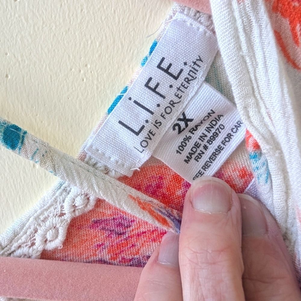 L.I.F.E. Love is for Eternity Floral Kimono Cardigan Boho Beachy 2X - Picture 5 of 5